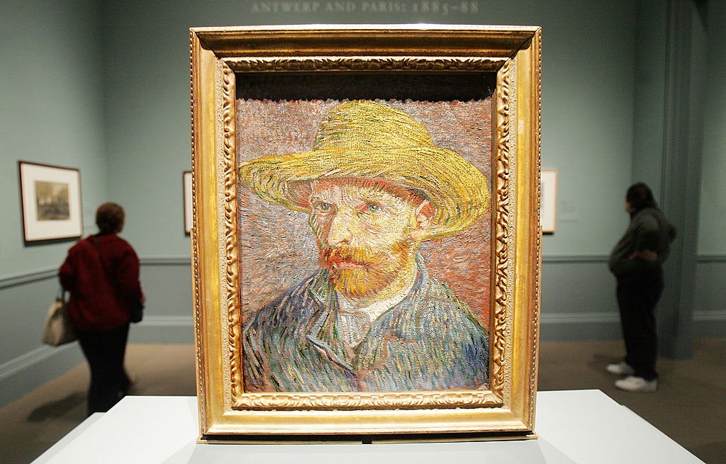 Image Credits: Getty Images / Mario Tama | Vincent Van Gogh's painting "Self Portrait with a Straw Hat"
