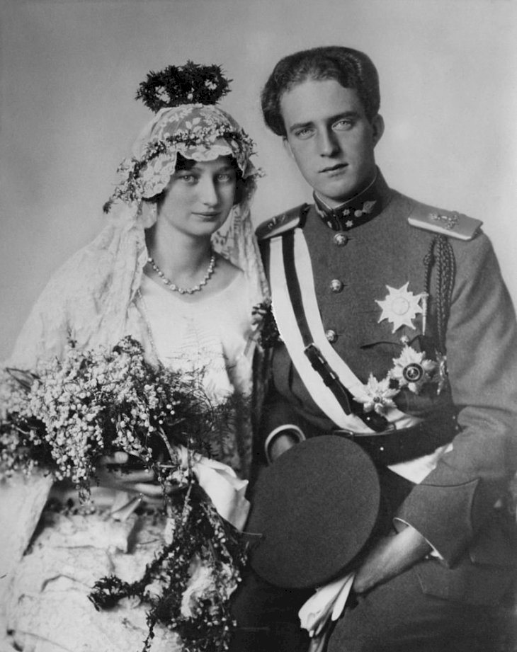 Image Credit: Getty Images / Prince Leopold of Belgium (1901 - 1983) and Princess Astrid of Sweden (1905 - 1935) on their wedding day, 4th November 1926.