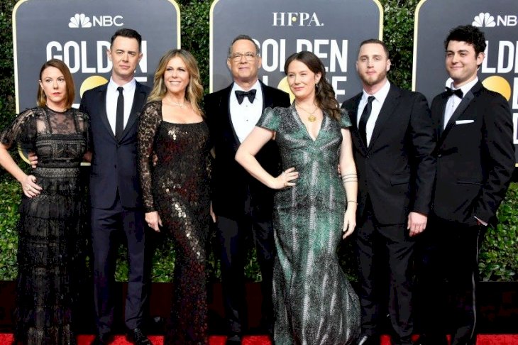 Image Credits: Getty Images / Frazer Harrison | Samantha Bryant, Colin Hanks, Rita Wilson, Tom Hanks, Elizabeth Ann Hanks, Chet Hanks, and Truman Theodore Hanks attend the 77th Annual Golden Globe Awards at The Beverly Hilton Hotel on January 05, 2020 in Beverly Hills, California.