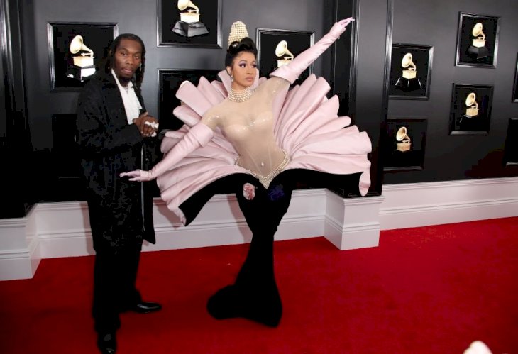 Image Credit: Getty Images / Singer and rapper, Cardi B poses with her former partner, Offset at the Grammys.