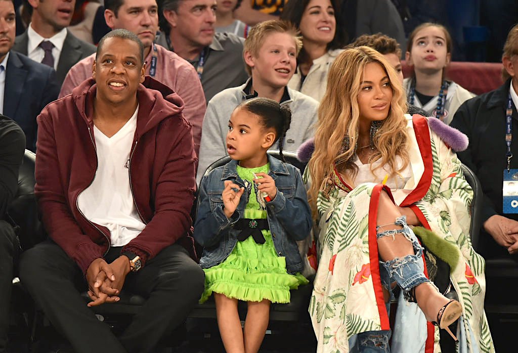 Image Credit: Getty Images / Jay Z, Blue Ivy Carter, Beyoncé Knowles attend the 66th NBA All-Star Game at Smoothie King Center on February 19, 2017.