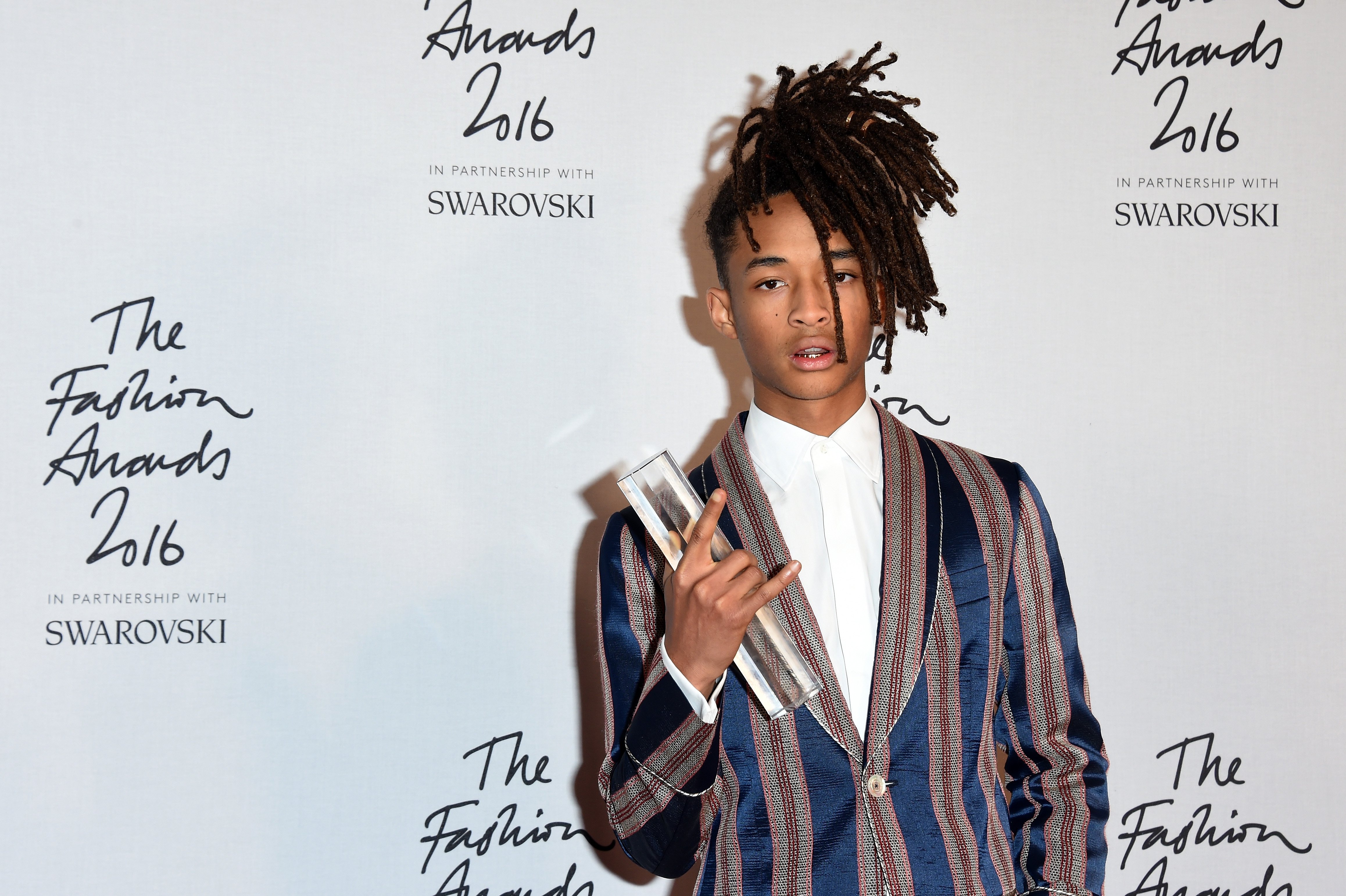 Image Credits: Getty Images / Stuart C. Wilson | Jaden Smith poses in the winners room after winning the New Fashion Icon Award at The Fashion Awards 2016 at Royal Albert Hall on December 5, 2016 in London, England. Image Credits: Getty Images / Stuart C. Wilson | Jaden Smith poses in the winners room after winning the New Fashion Icon Award at The Fashion Awards 2016 at Royal Albert Hall on December 5, 2016 in London, England.