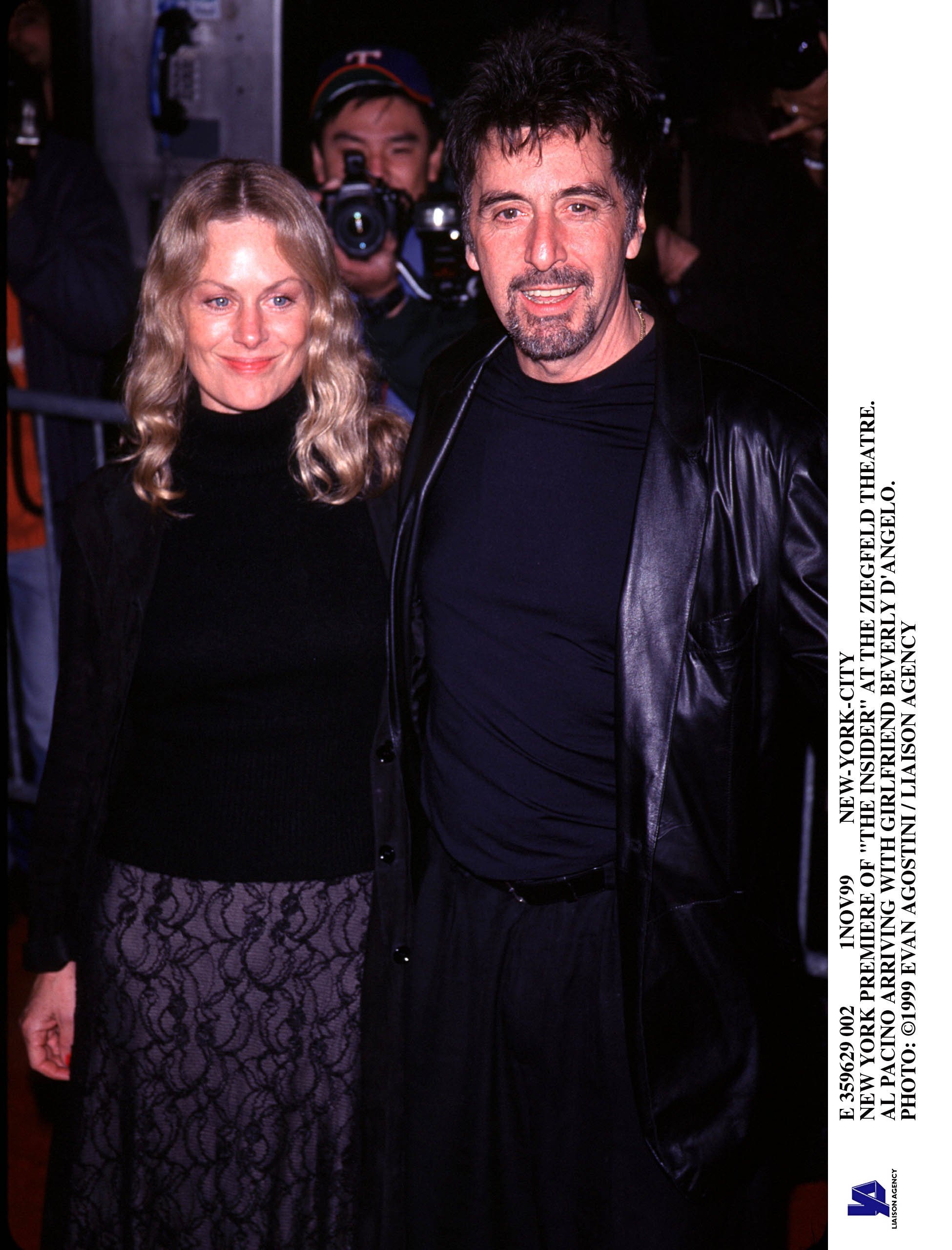 Image Credit: Getty Images/Evan Agostini | Pacino and Beverly D'Angelo at the premiere of The Insider