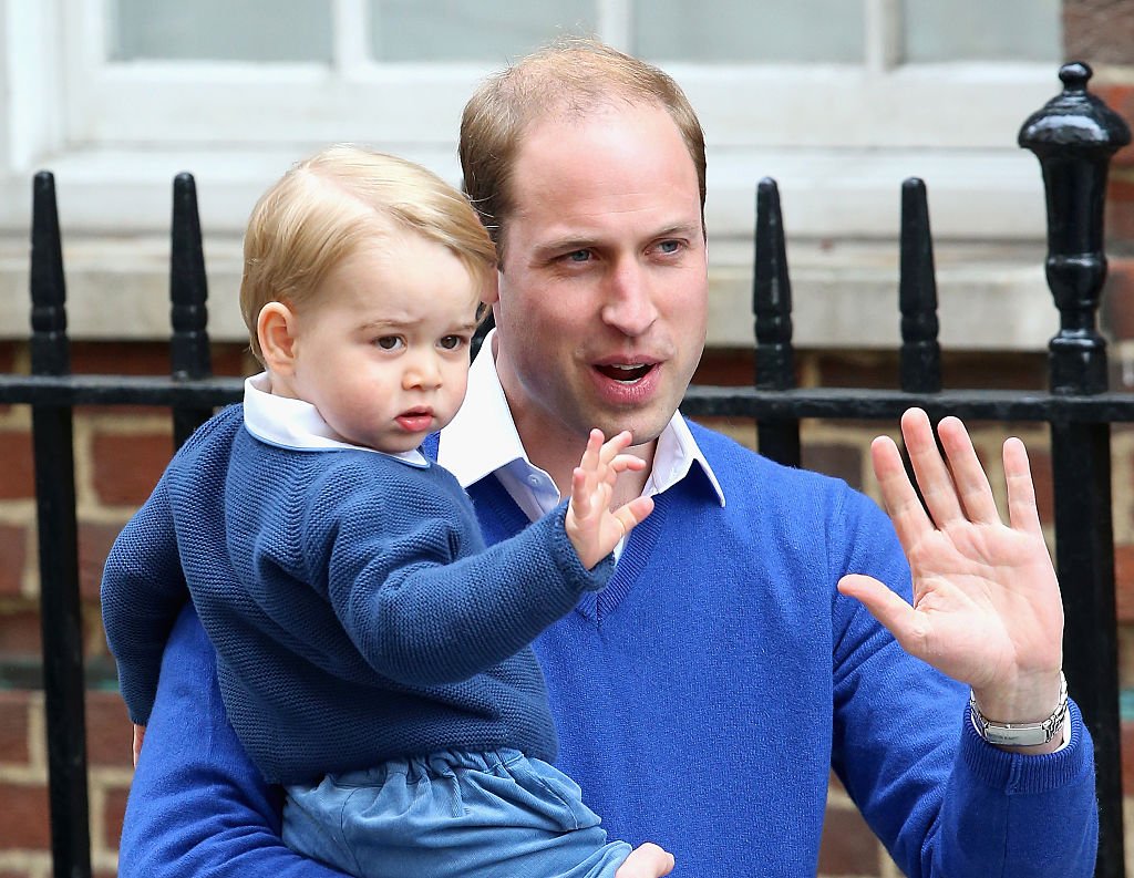 Image Credit: Getty Images / Prince William, Duke of Cambridge and Prince George of Cambridge arrive at the Lindo Wing after Catherine, Duchess of Cambridge gave birth to a baby girl at St Mary's Hospital on May 2, 2015 in London, England.