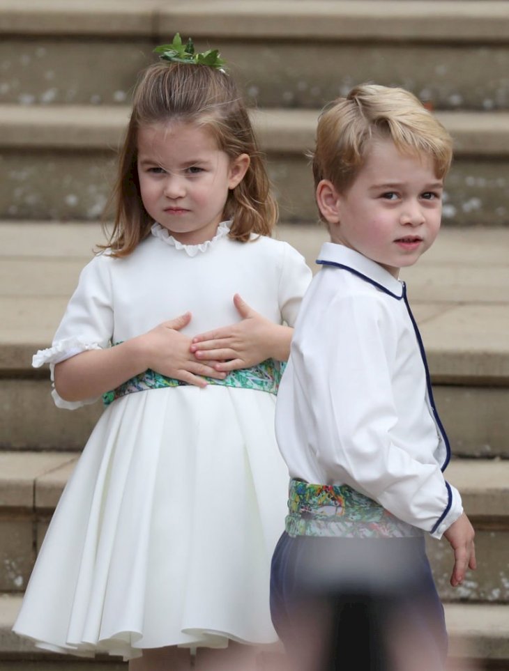 Image Credit: Getty Images / Princess Charlotte of Cambridge and Prince George of Cambridge ahead of the wedding of Princess Eugenie of York.