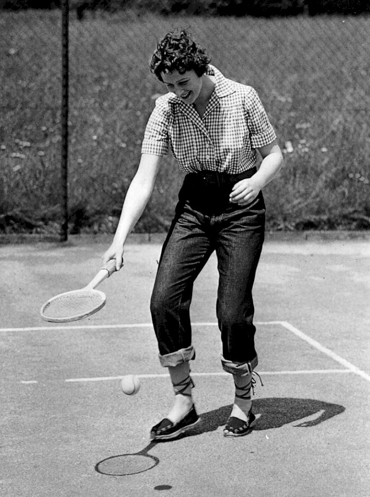 Image Credit: Getty Images / Princess Alexandra of Kent playing tennis at Coppins, the family home in Buckinghamshire.