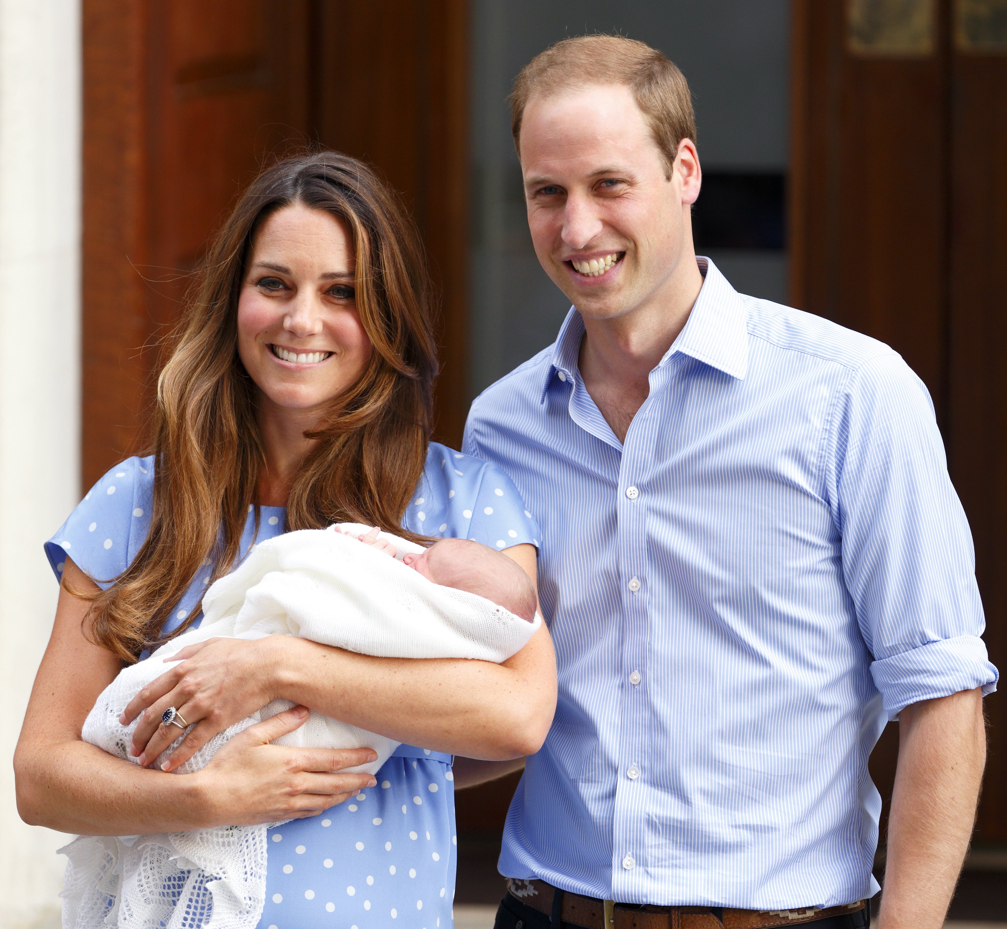 Image Source: Getty Images/Prince William and Kate Middleton with their new born baby