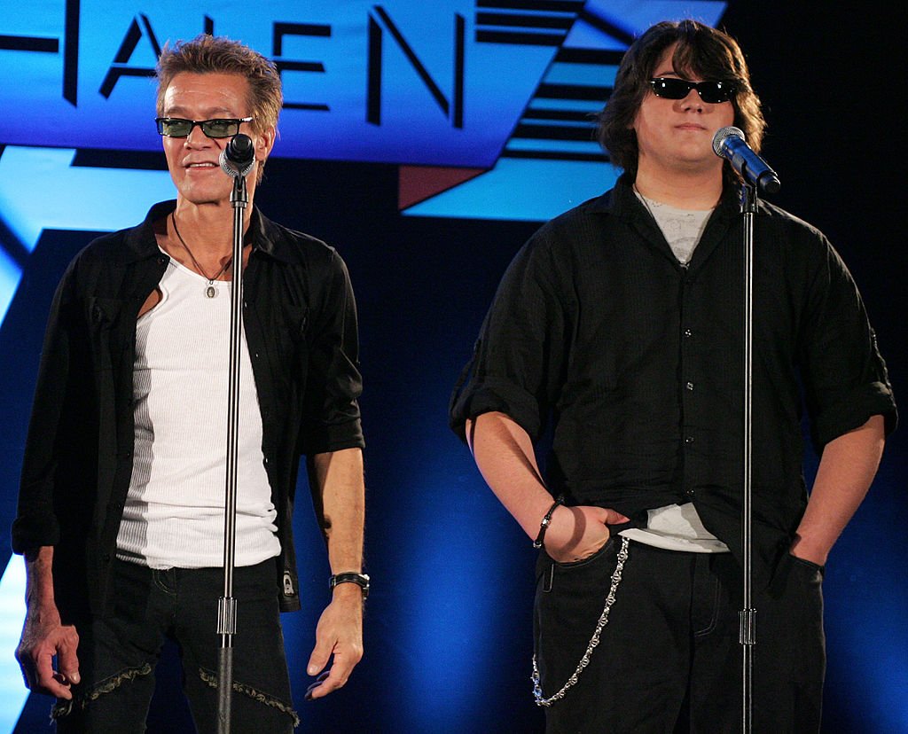 Image Credit: Getty Images / Guitarist Eddie Van Halen and Guitarist Wolfgang Van Halen on August 13, 2007 in Los Angeles, California.