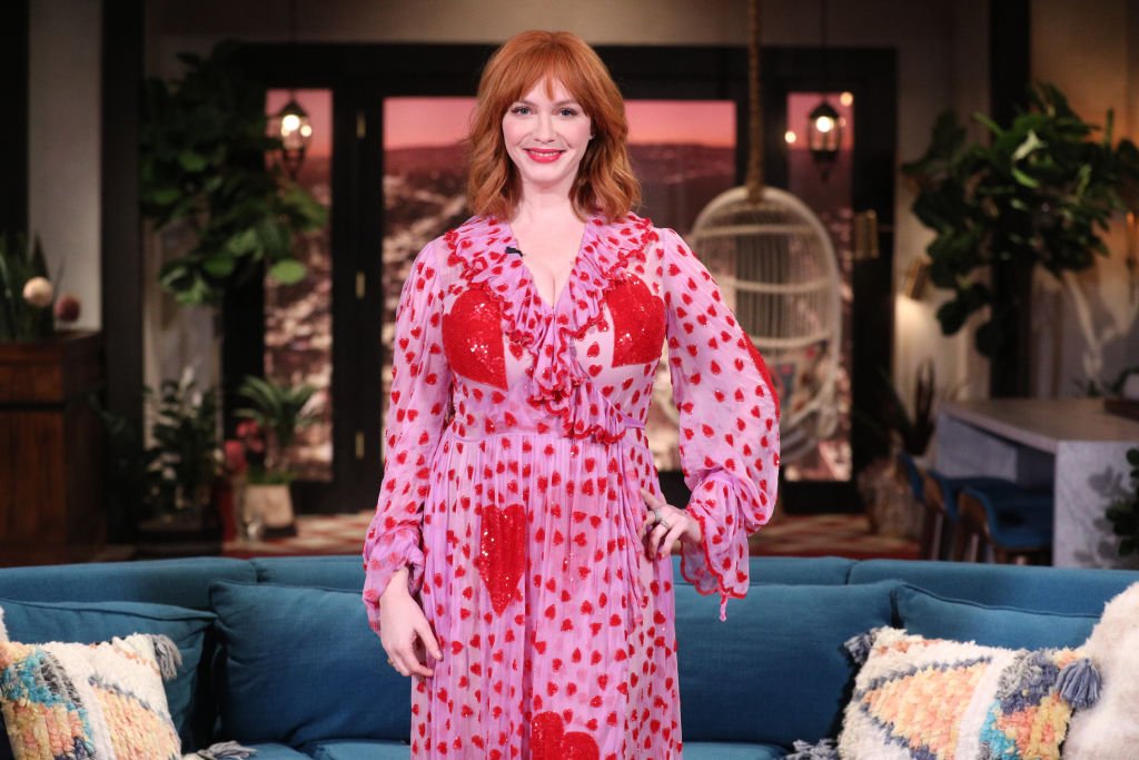 Image Credit: Getty Images / Guest star Christina Hendricks on the set of Busy Tonight.
