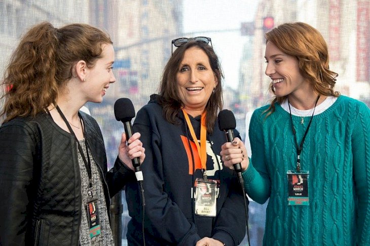 Image Credit: Getty Images/Emma McIntyre | Deena Katz in an interview at the women's march in Los Angeles Image Credit: Getty Images/Emma McIntyre | Deena Katz in an interview at the women's march in Los Angeles