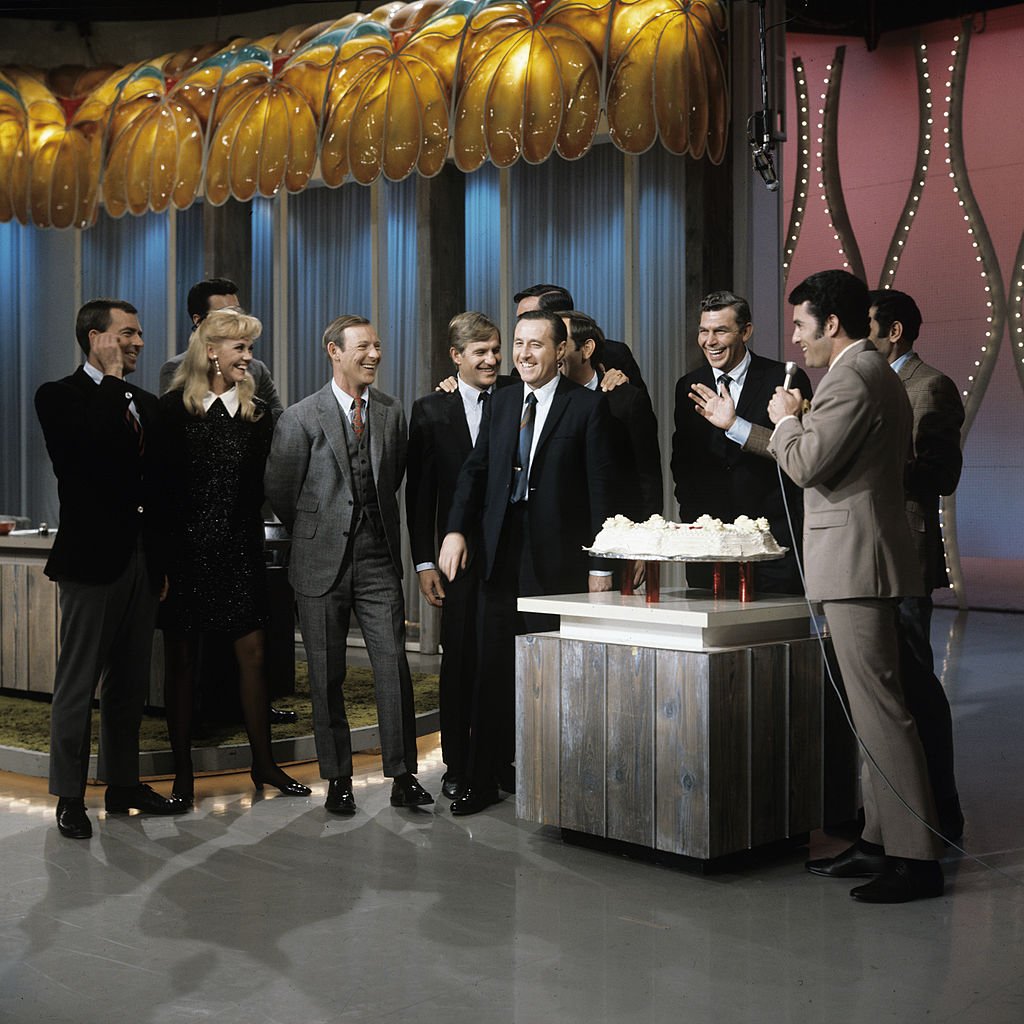 Image Source: Getty Images/ABC Photo Archives| THE JOEY BISHOP SHOW - (1968) Ken Berry, Maggie Peterson, Larry Hovis, Jerry Van Dyke, Richard O. Linke, Ronnie Schell, Jim Nabors, Andy Griffith, Joey Bishop, D'Aldo Ramano