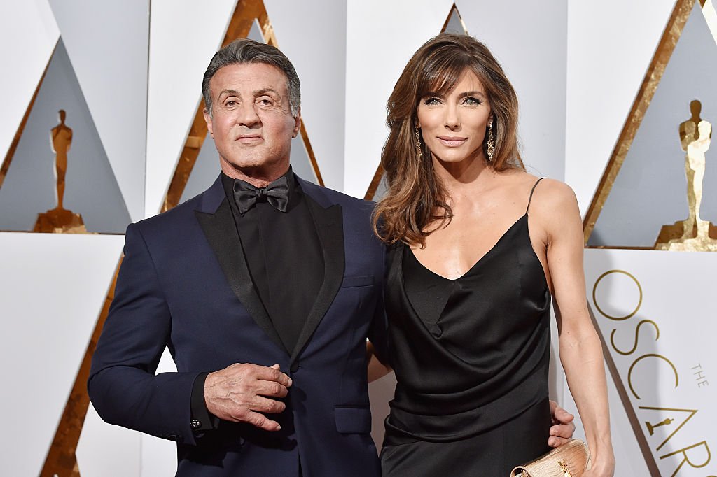 Image Source: Getty Images/Kevork Djansezian | Stallone and third wife, Flavin at the 88th Annual Academy Awards