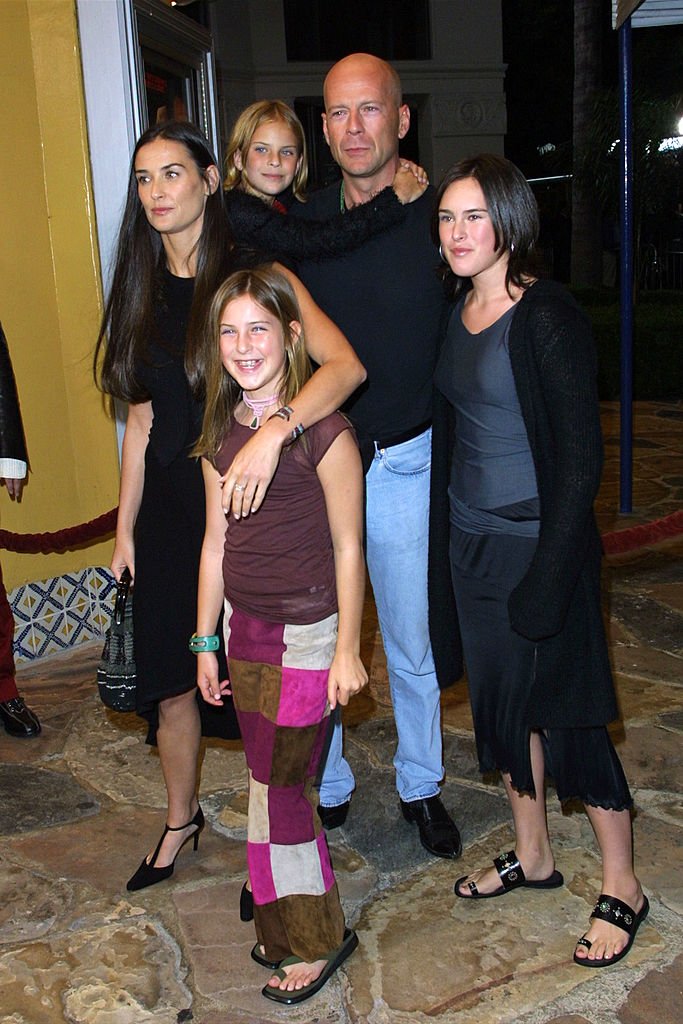 Image Source: Getty Images/Bruce and Demi with their three daughters Image Source: Getty Images/Bruce and Demi with their three daughters