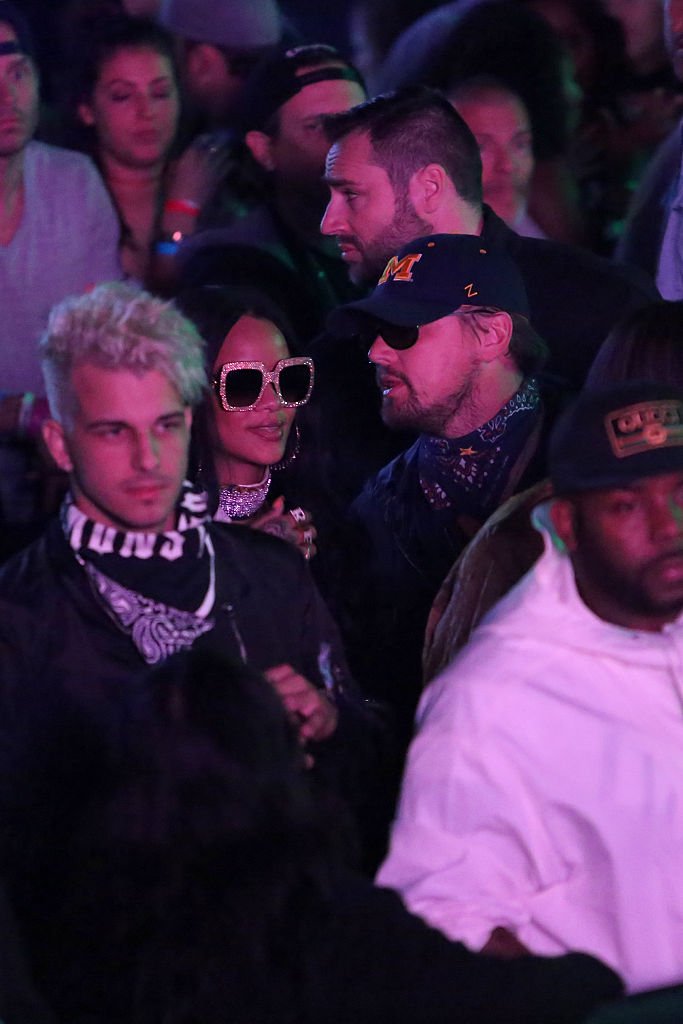 Image Source: Getty Images/Jesse Grant| Singer Rihanna and actor Leonardo DiCaprio attend the Levi's Brand and RE/DONE Levi's presents NEON CARNIVAL with Tequila Don Julio on April 16, 2016 in Thermal, California