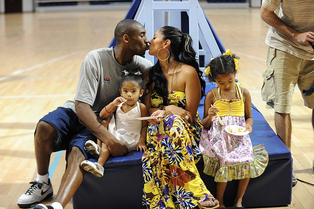 Image Source: Getty Images/Jesse D. Garrabrant/Kobe Bryant #10 of the U.S. Men's Senior National Team celebrates his birthday with his family, Nyla, Vanessa and Natalia during practice at the 2008 Beijing Summer Olympics on August 23, 2008