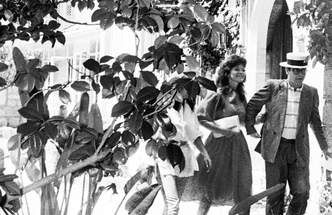 Image Credit: Getty Images / Renate Blauel and singer Elton John are seen outside St Mark's rectory two days before their wedding February 12, 1984 in Sydney, Australia.