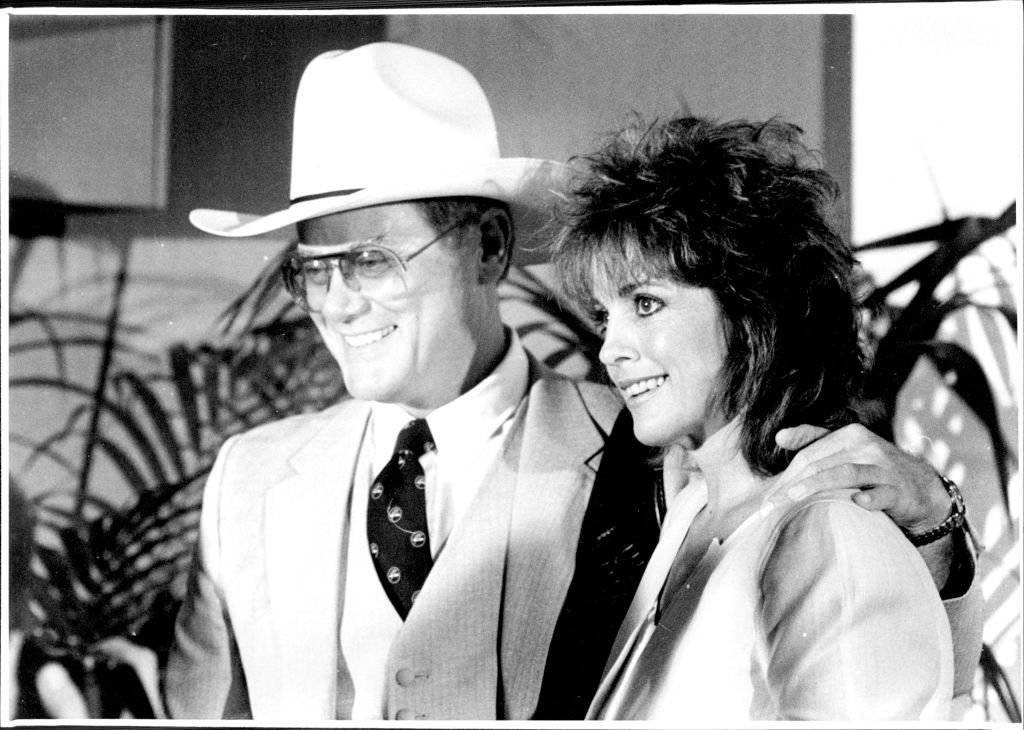 Image Credit: Getty Images / Larry Hagman and Linda Gray, Stars of the television show Dallas at a press conference at the Regent Hotel. April 23, 1985.