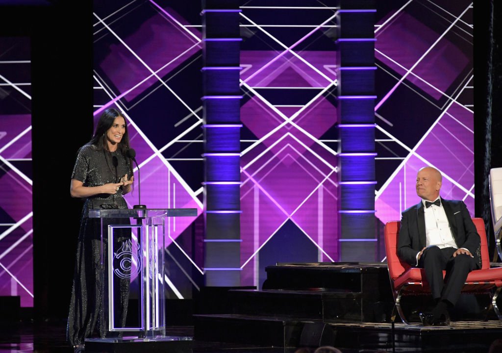 Image Source: Getty Images/Neilson Barnard/VMN18/Bruce Willis (R) reacts while Demi Moore speaks onstage during the Comedy Central Roast of Bruce Willis at Hollywood Palladium on July 14, 2018 in Los Angeles, California Image Source: Getty Images/Neilson Barnard/VMN18/Bruce Willis (R) reacts while Demi Moore speaks onstage during the Comedy Central Roast of Bruce Willis at Hollywood Palladium on July 14, 2018 in Los Angeles, California