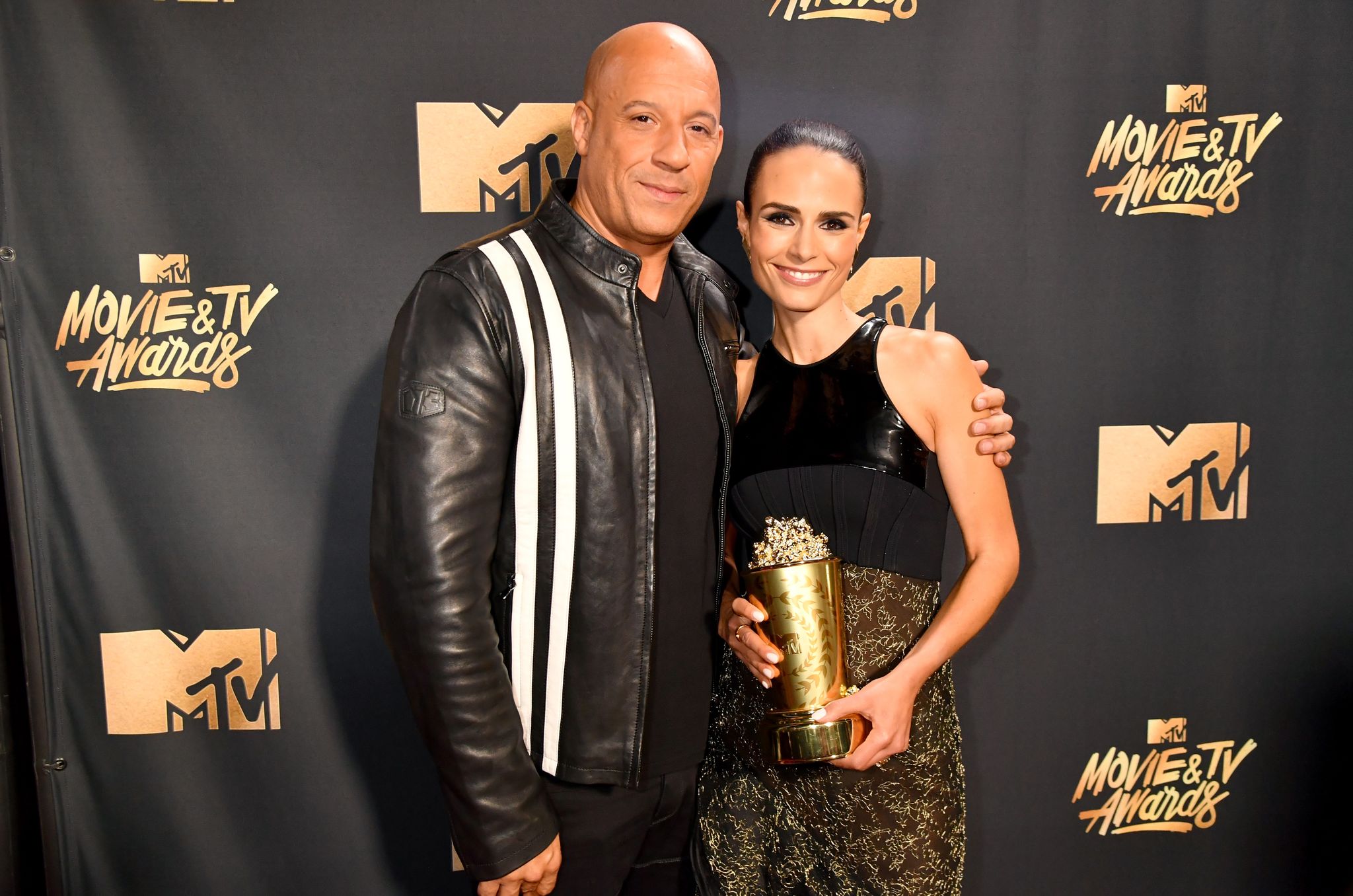 Actors Vin Diesel and Jordana Brewster attend the 2017 MTV Movie And TV Awards / Getty Images