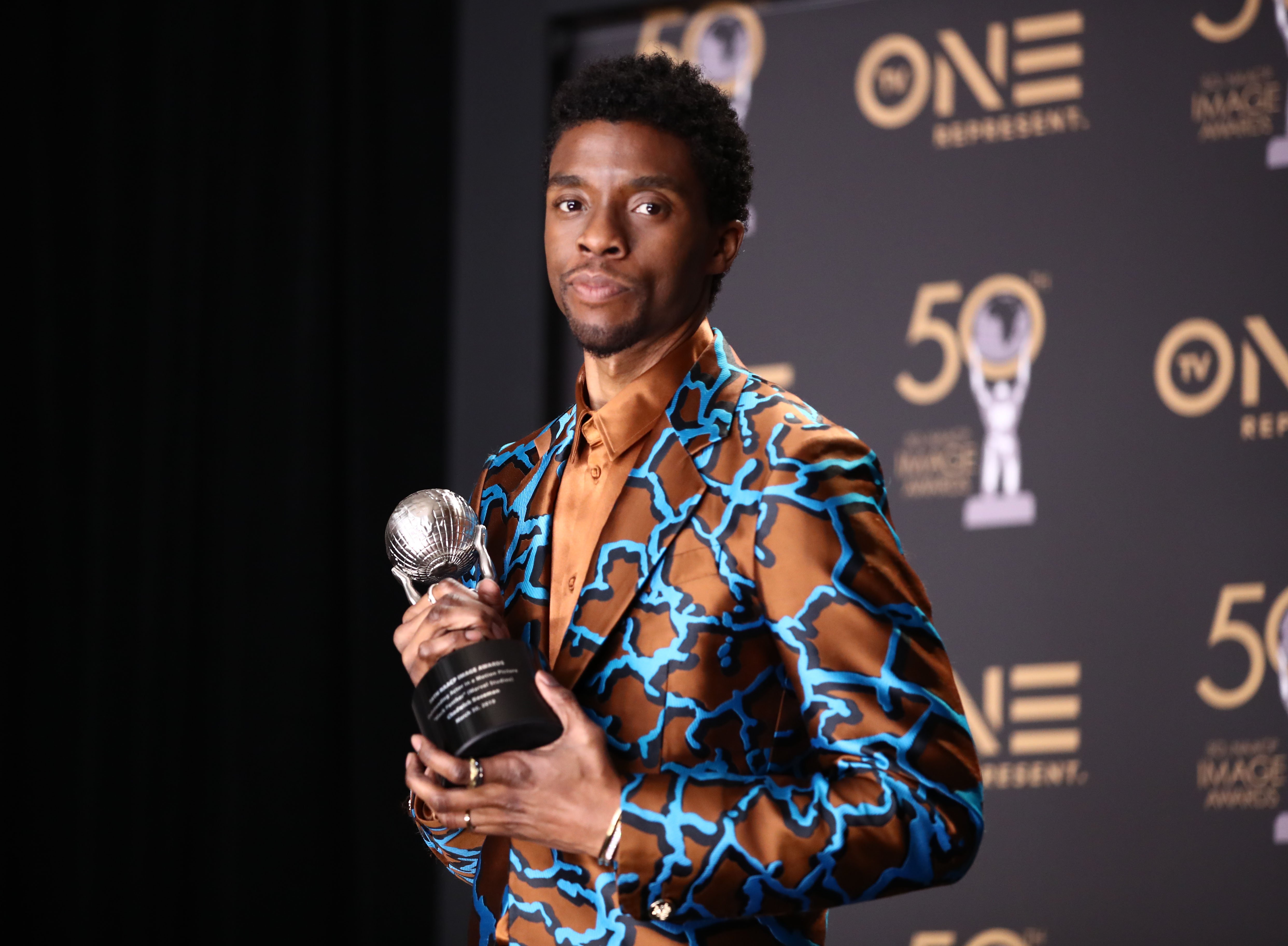 Image Credits: Getty Images / Rich Fury / FilmMagic | Chadwick Boseman, winner of Outstanding Actor in a Motion Picture, attends the 50th NAACP Image Awards at Dolby Theatre on March 30, 2019 in Hollywood, California. Image Credits: Getty Images / Rich Fury / FilmMagic | Chadwick Boseman, winner of Outstanding Actor in a Motion Picture, attends the 50th NAACP Image Awards at Dolby Theatre on March 30, 2019 in Hollywood, California.