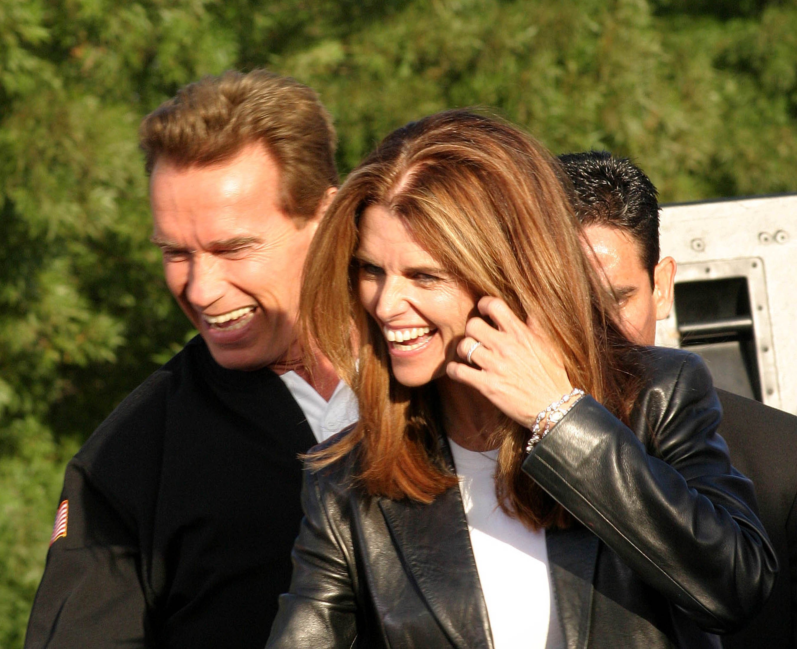 Image Credits: Shutterstock / Joe Seer | Arnold Schwarzenegger, Maria Shriver at the CA Comeback Express Bus Tour in Pleasanton, CA on October 4, 2003. Image Credits: Shutterstock / Joe Seer | Arnold Schwarzenegger, Maria Shriver at the CA Comeback Express Bus Tour in Pleasanton, CA on October 4, 2003.