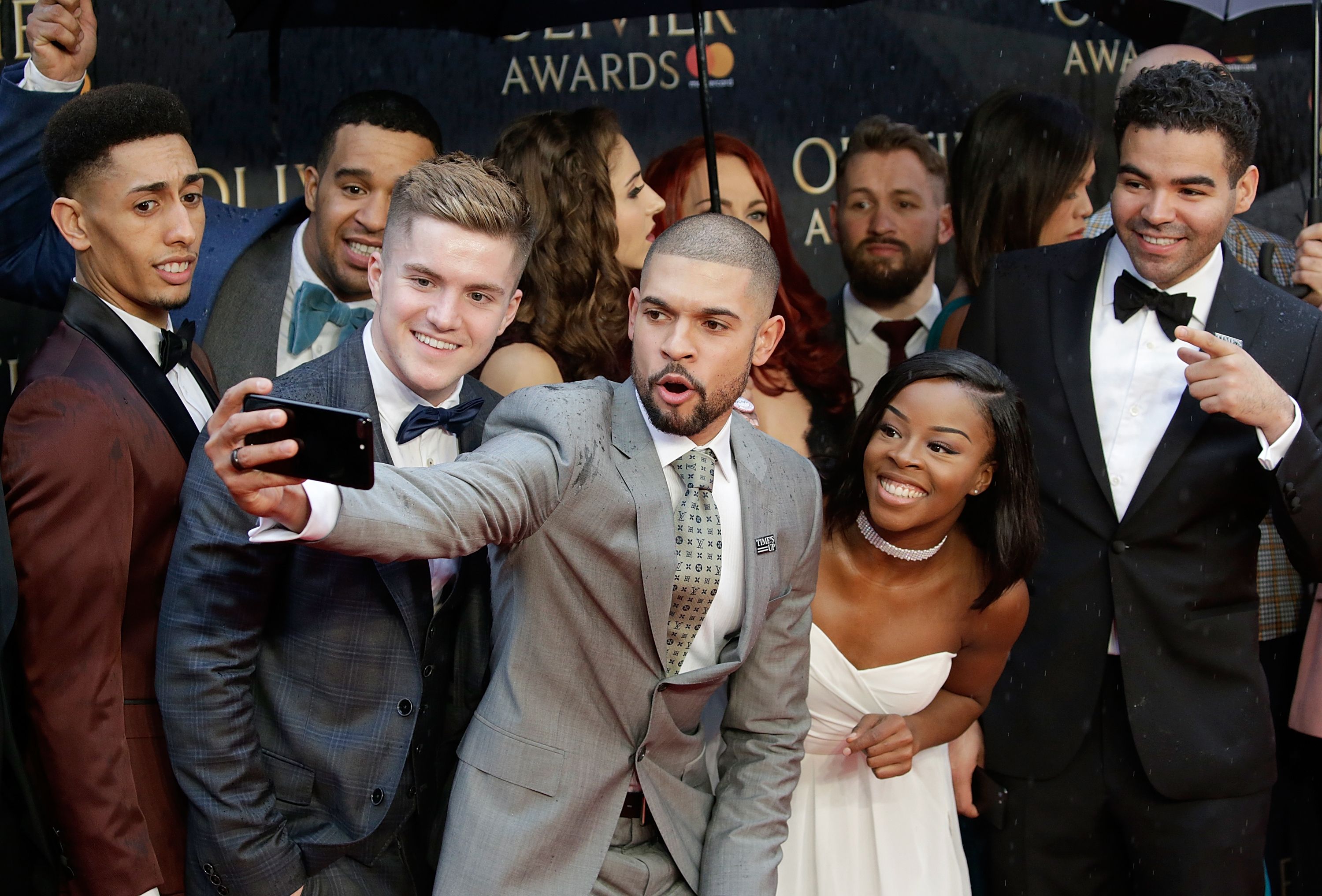 Cast members from 'Hamilton' attend The Olivier Awards at Royal Albert Hall / Getty Images