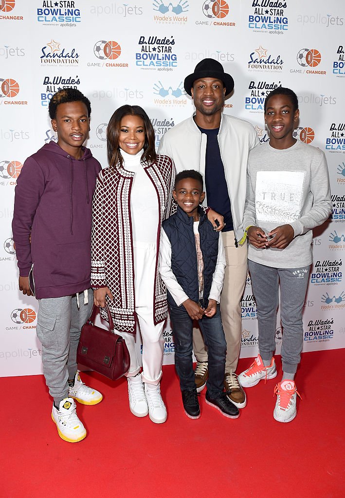 Image Source: Getty Images/George Pimentel/Dahveon Morris, Gabrielle Union, Zion Wade, Dwyane Wade, and Zaire Wade attend the DWade All Star Bowling Classic Benefitting The Sandals Foundation And Wade's World Foundation at The Ballroom on February 13, 2016