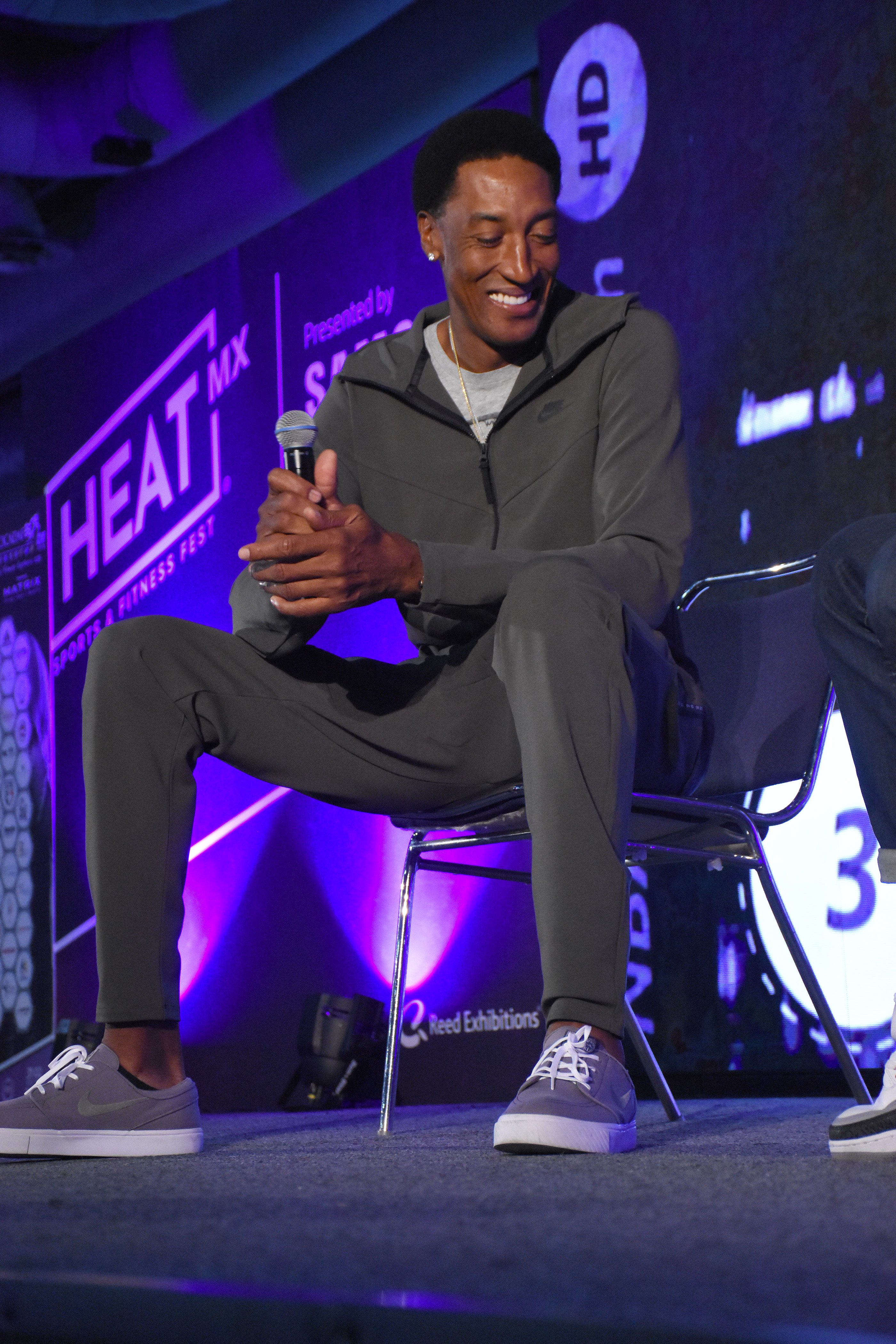Image Credits: Getty Images / Carlos Tischler | Former NBA player Scottie Pippen speaks during a press conference as part of Heat Fest at Citibanamex Center on September 01, 2018 in Mexico City, Mexico.