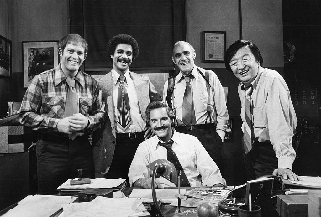 Image Credit: Getty Images / Max Gail, Ron Glass, Hal Linden, Abe Vigoda, Jack Soo on set for Barney Miller. Image Credit: Getty Images / Max Gail, Ron Glass, Hal Linden, Abe Vigoda, Jack Soo on set for Barney Miller.
