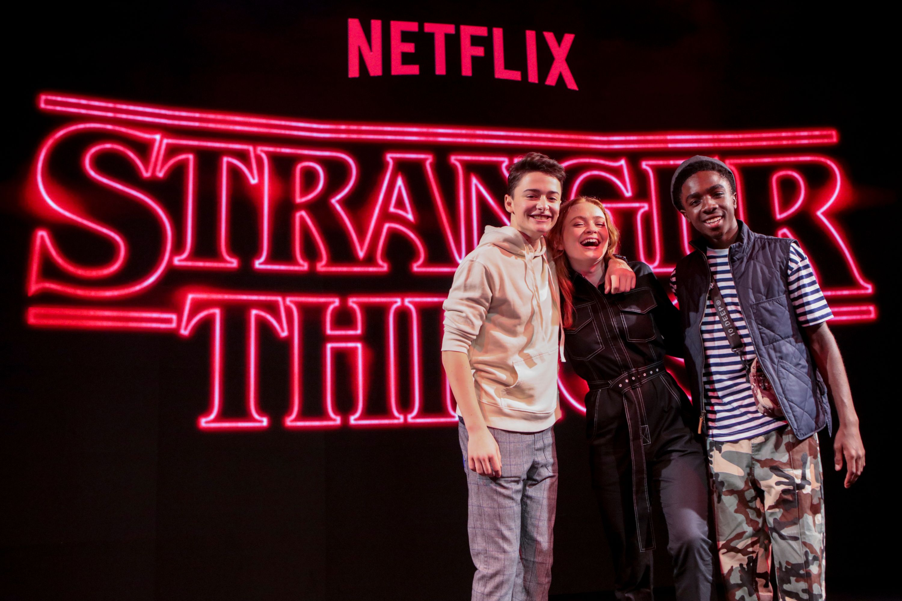 Caleb Mclaughlin, Noah Schnapp, Sadie Sink at the Argentina Comic Con Day 2 in 2018/Photo:Getty Images