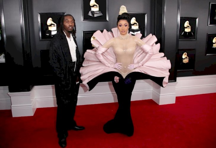 Image Credit: Getty Images / Singer and rapper, Cardi B poses with her former partner, Offset at the Grammys.