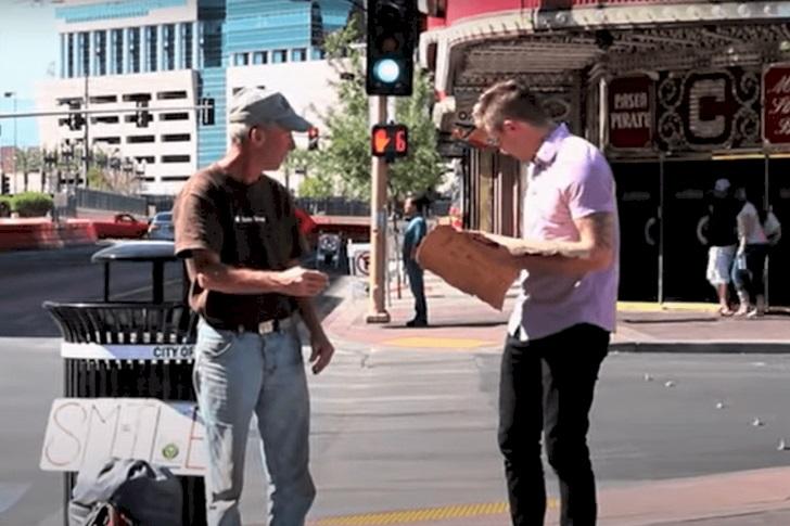 Magician Rips Homeless Veteran's Sign. For A Good Reason