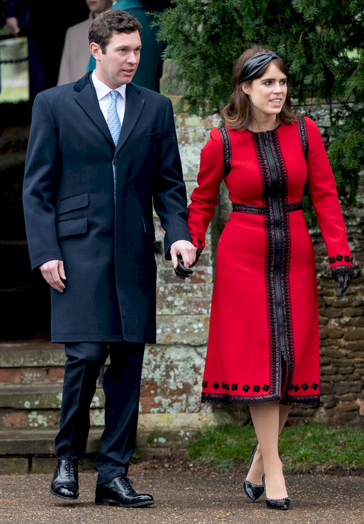 Princess Eugenie and Jack Brooksbank attend Christmas Day Church service at Church of St Mary Magdalene on the Sandringham estate on December 25, 2018 in King's Lynn, England. (Photo by UK Press Pool/UK Press via Getty Images)