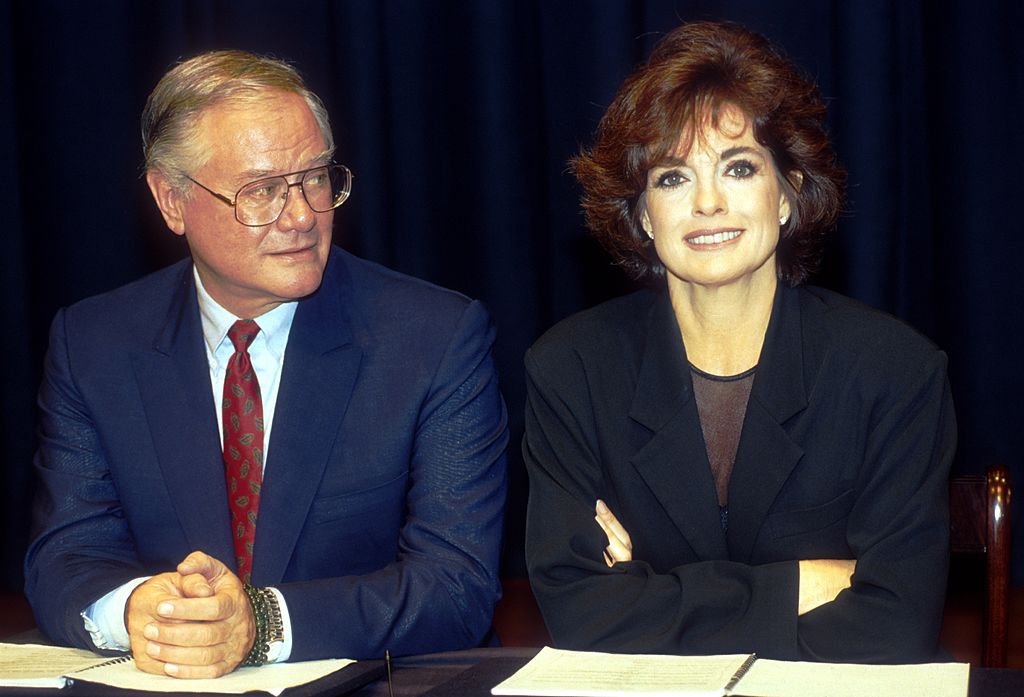 Image Credit: Getty Images / American actors Linda Gray and Larry Hagman, performers of the TV series Dallas during an interview.