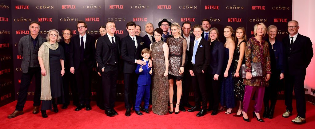 Image Credits: Getty Images / Ian West / PA Images | Cast and crew attending the season two premiere of The Crown at the Odeon, Leicester Square, London.