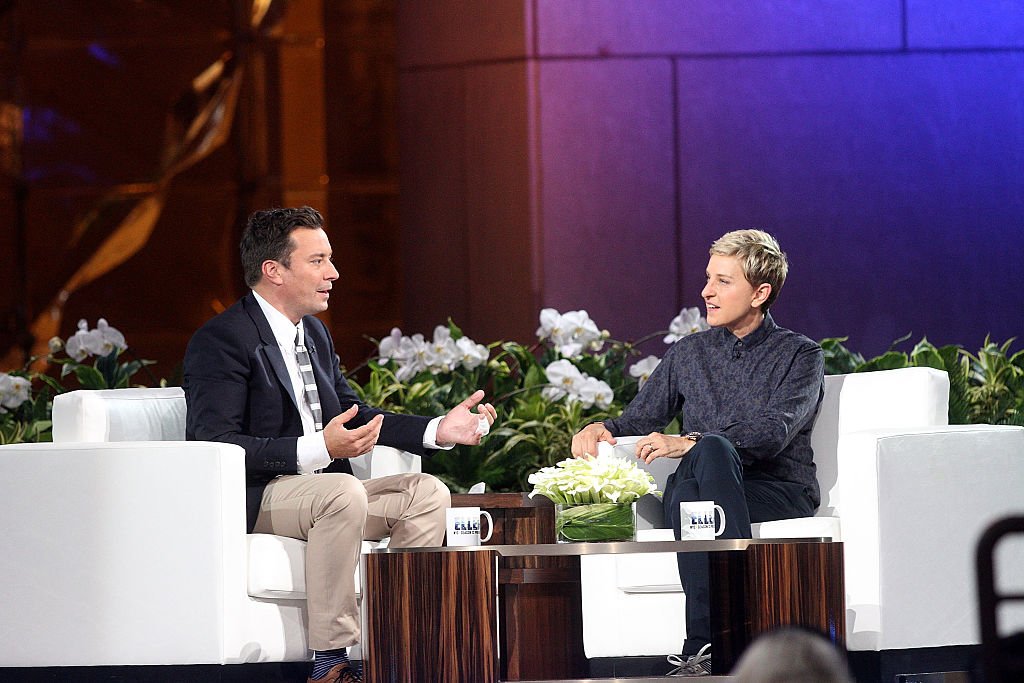 Image Source: Getty Images/Laura Cavanaugh| Jimmy Fallon and Ellen DeGeneres attend "The Ellen DeGeneres Show" Season 13 Bi-Coastal Premiere at Rockefeller Center on September 8, 2015 in New York City