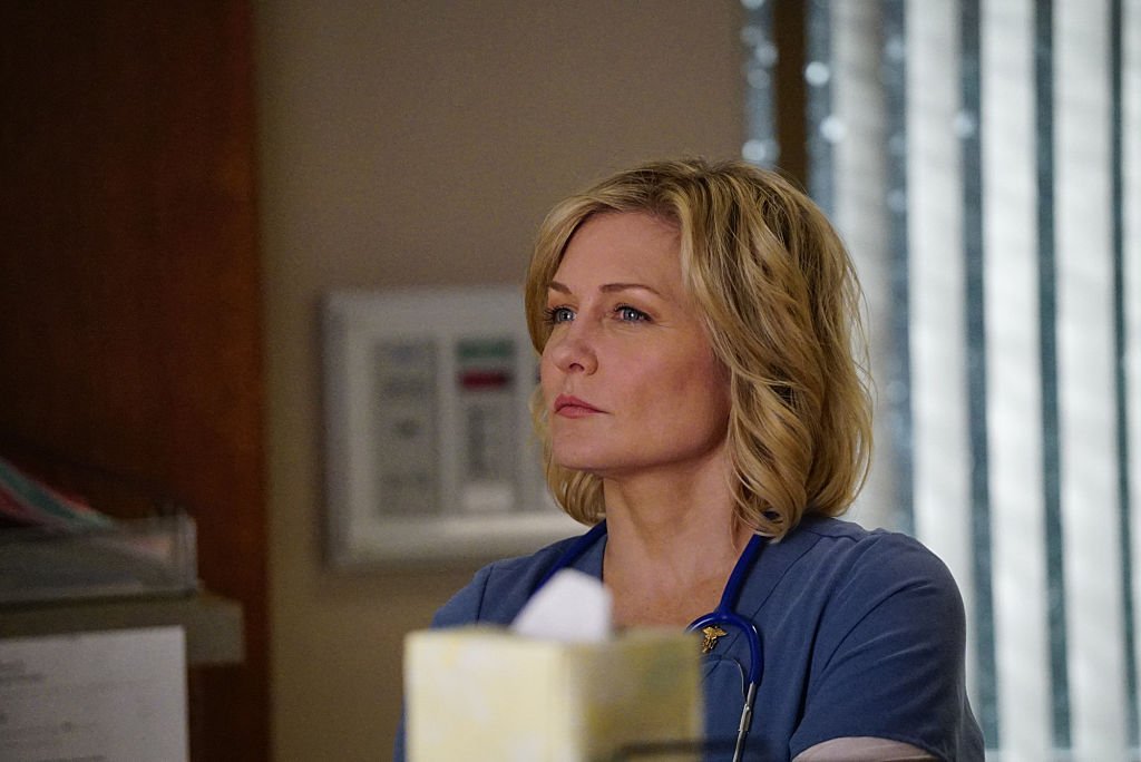 Image Credit: Getty Images / Actress Amy Carlson on set for the series, Blue Bloods.