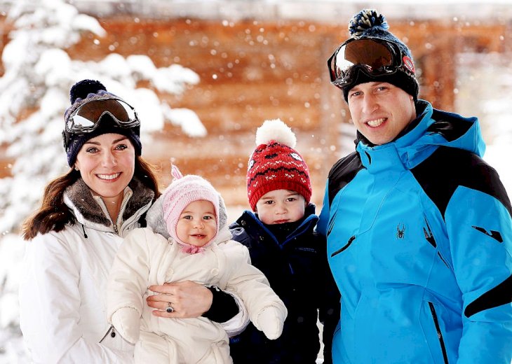 Image Credit: Getty Images / Catherine, Duchess of Cambridge and Prince William, Duke of Cambridge, with their children, Princess Charlotte and Prince George, enjoy a short private skiing break on March 3, 2016.