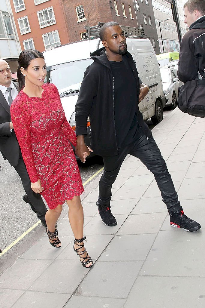 Image Credit: Getty Images / Kanye West and Kim Kardashian are photographed leaving a function.