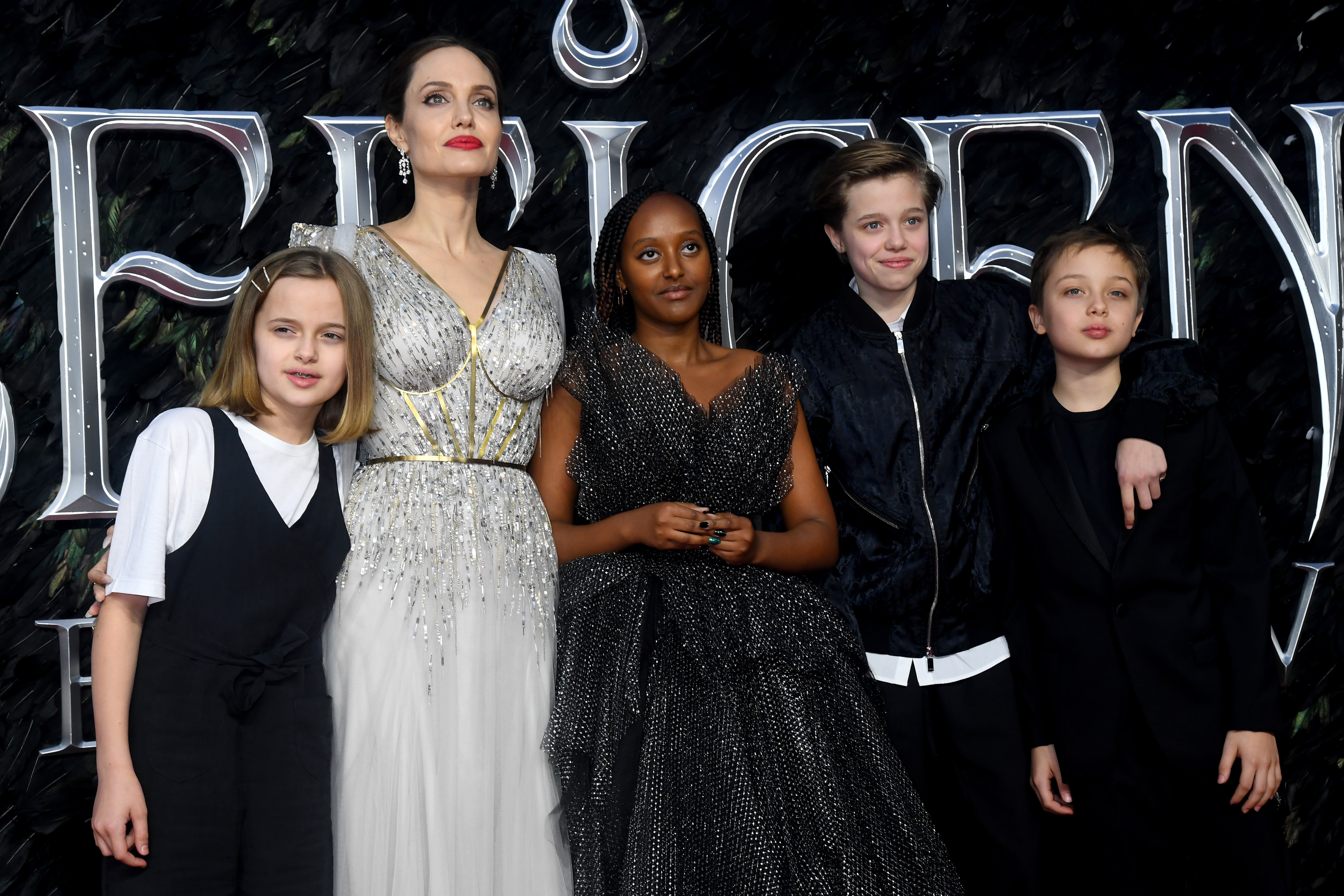 Image Credit: Getty Images/Dave J Hogan | Jolie with her children at the Maleficent: Mistress of Evil European Premier