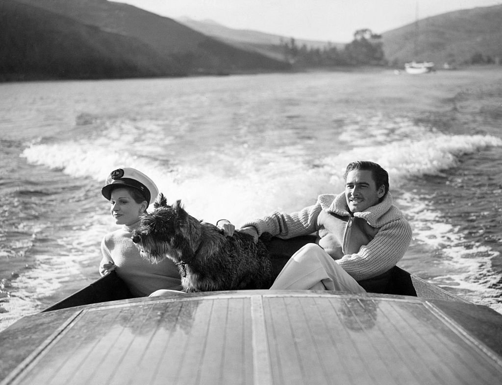 Image Source: Getty Images / Errol Flynn and his first wife, the French film star Lily Damita.