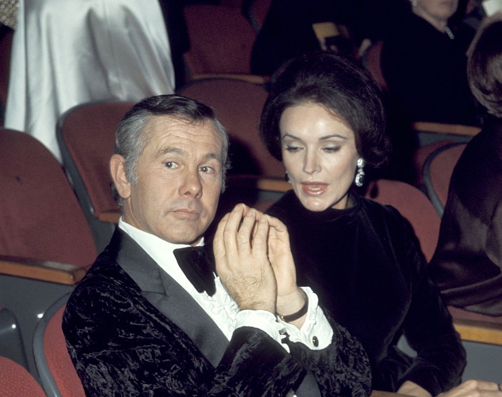 Image Credits: Getty Images / Ron Galella / Ron Galella Collection | Johnny Carson and Joanna Carson.