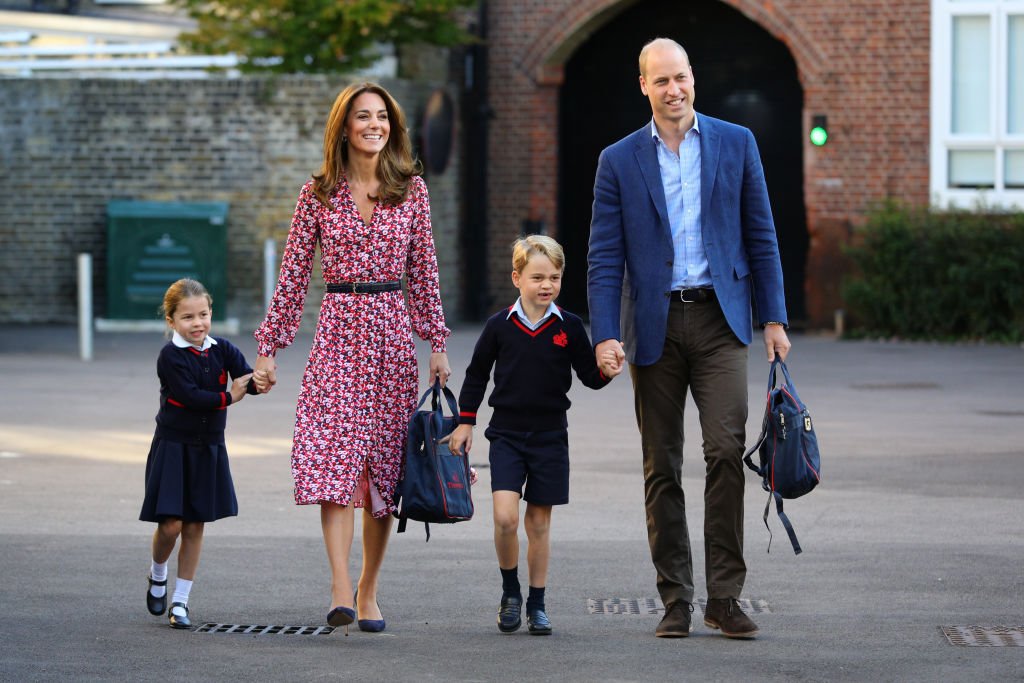 Image Credit: Getty Images / Princess Charlotte arrives for her first day of school, with her brother Prince George and her parents the Duke and Duchess of Cambridge, at Thomas's Battersea in London on September 5, 2019 in London, England.