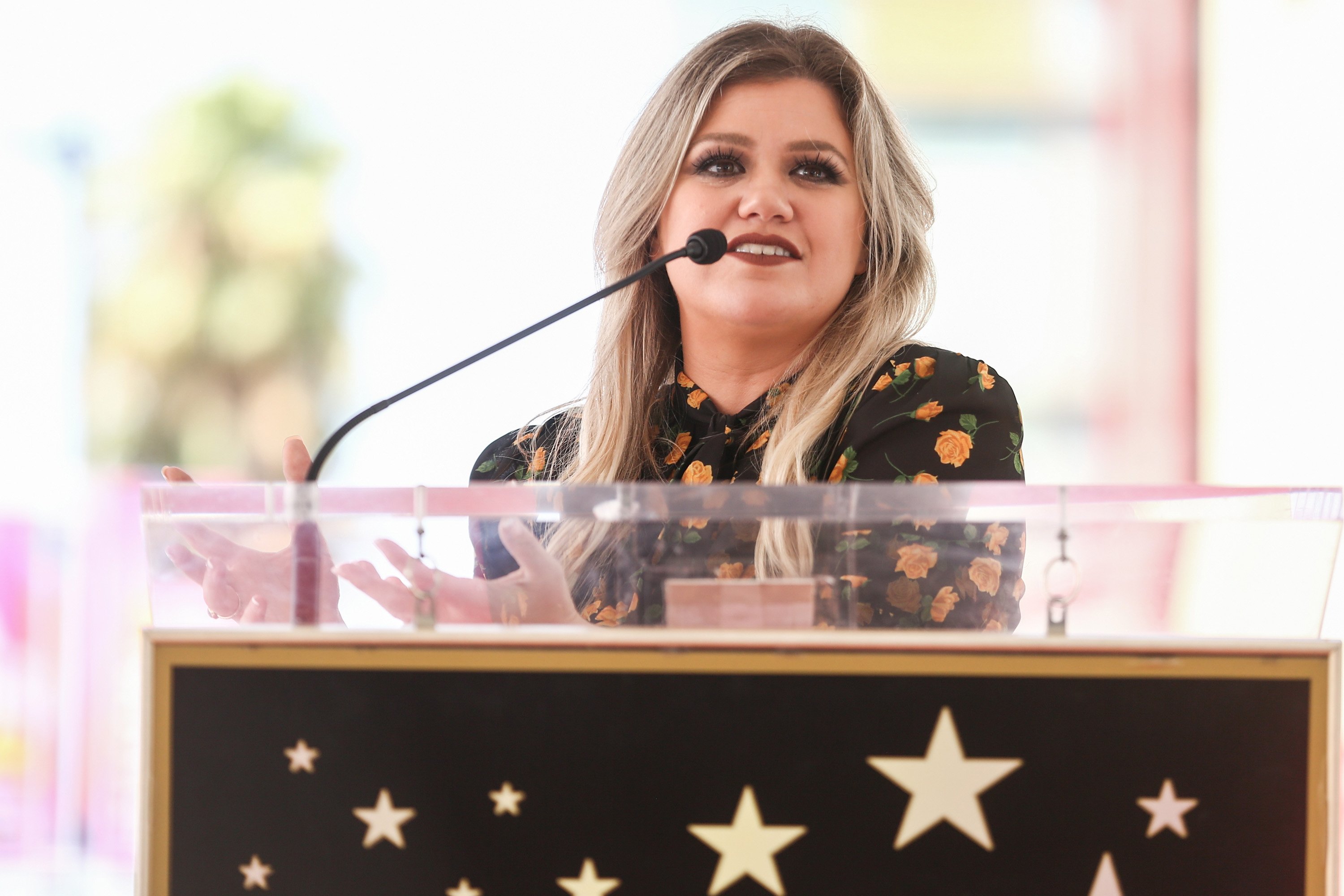 Image Source: Getty Images/Kelly giving a talk