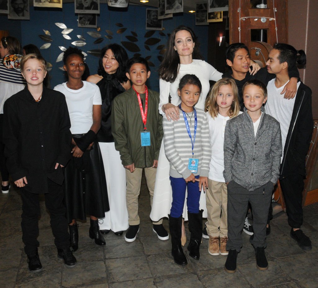 Image Credit: Getty Images/Paul Best | Jolie and her brood at the Telluride Film Festival 2017