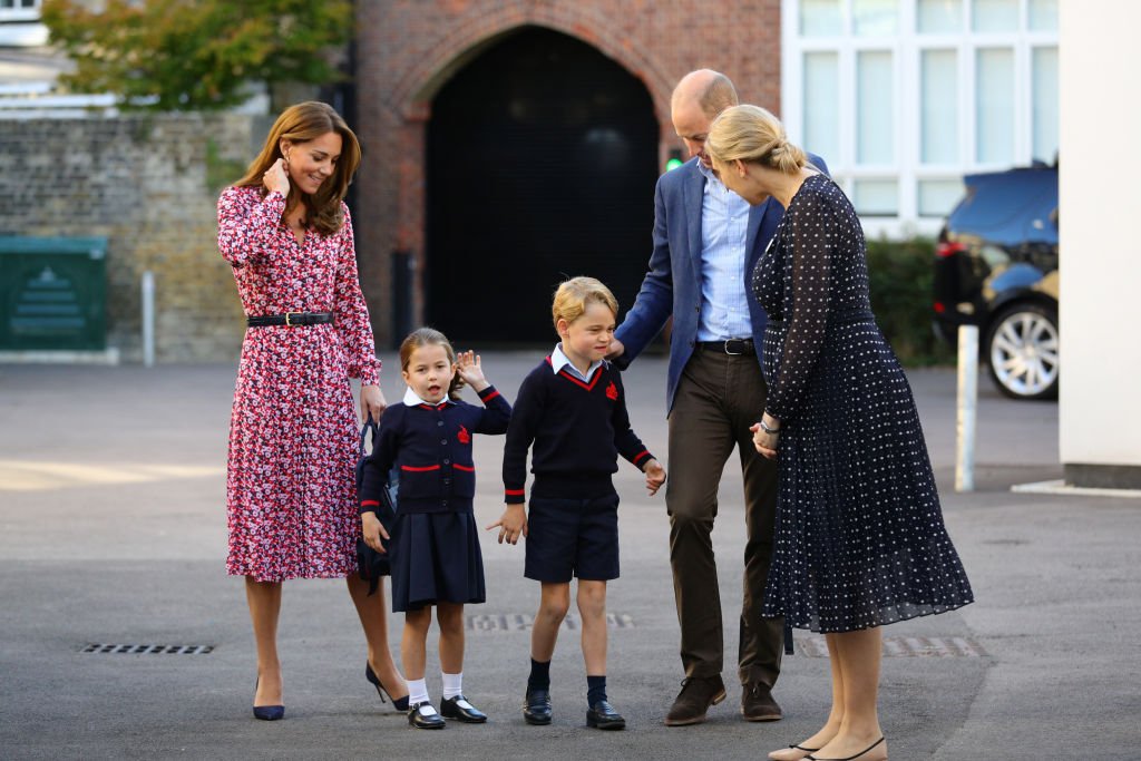 Image Credit: Getty Images / Princess Charlotte arrives for her first day of school, with her brother Prince George and her parents the Duke and Duchess of Cambridge, at Thomas's Battersea in London on September 5, 2019 in London, England.