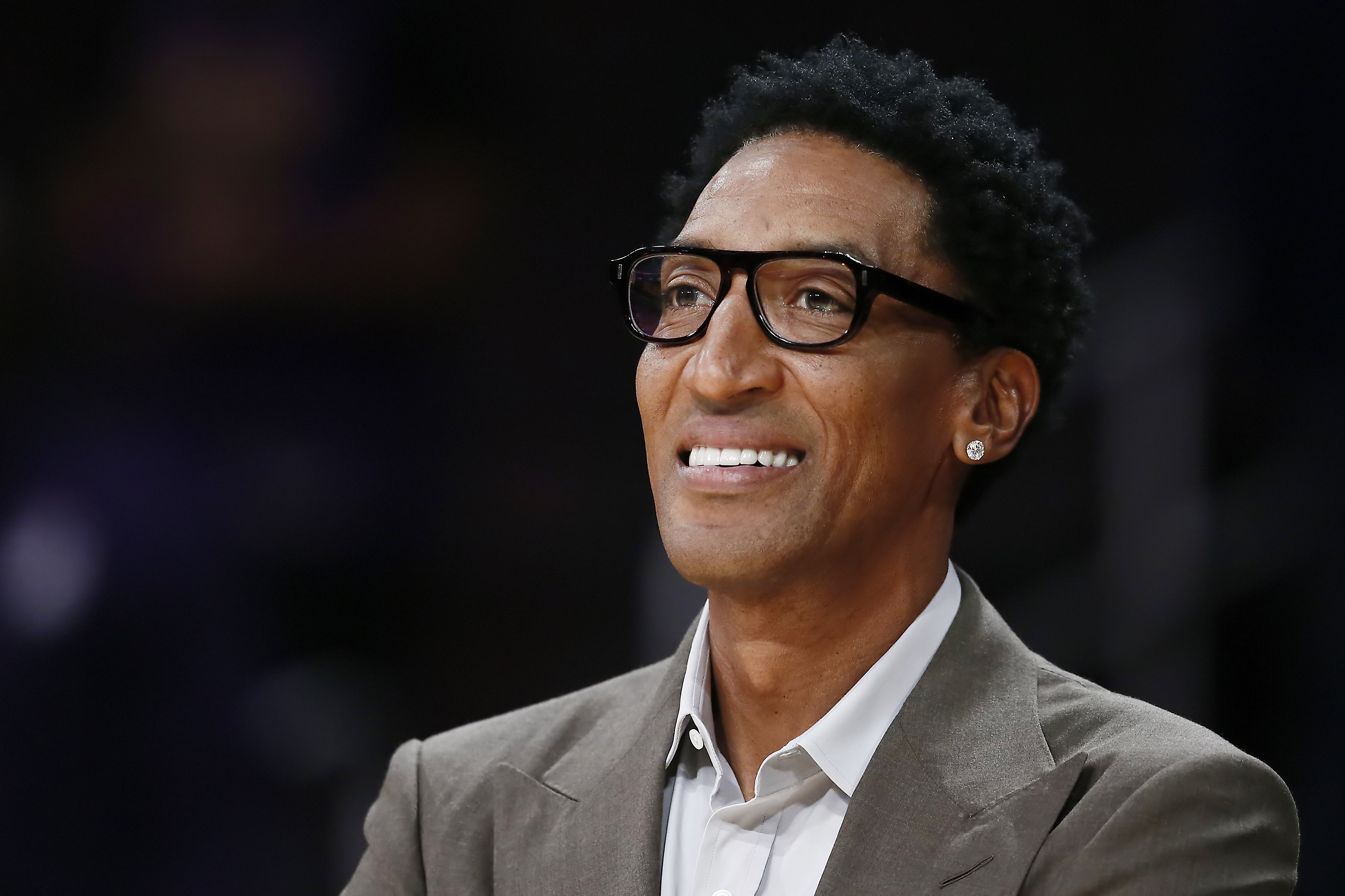 Image Credits: Getty Images / Chris Elise / NBAE | A close up shot of NBA Legend, Scottie Pippen smiling on court before the LA Clippers game against the Los Angeles Lakers on December 25, 2019 at STAPLES Center in Los Angeles, California.