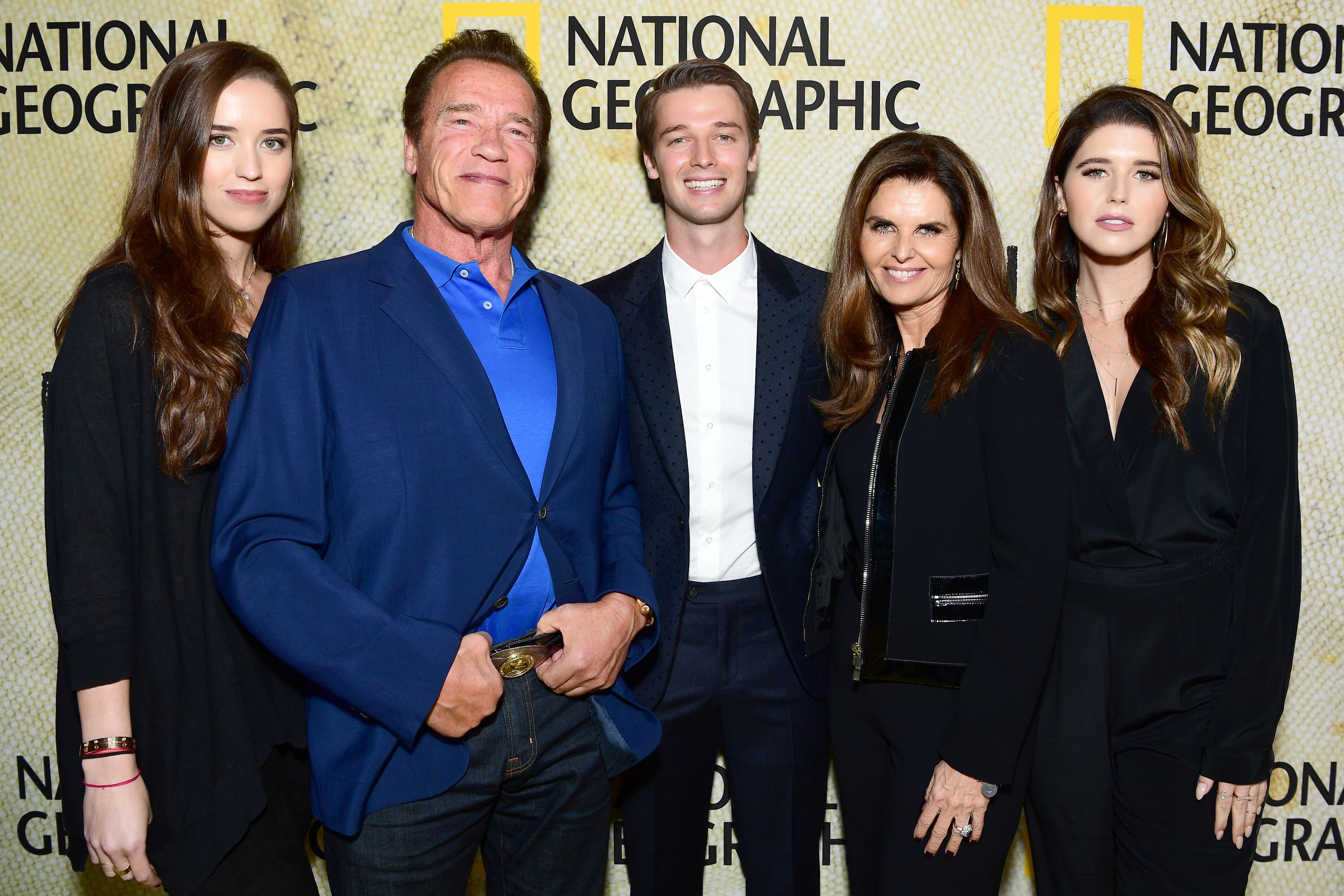 Image Credits: Getty Images / Emma McIntyre | (L-R) Christina Schwarzenegger, Arnold Schwarzenegger, Patrick Schwarzenegger, Maria Shriver and Katherine Schwarzenegger attend the premiere of National Geographic's "The Long Road Home" at Royce Hall on October 30, 2017 in Los Angeles, California. Image Credits: Getty Images / Emma McIntyre | (L-R) Christina Schwarzenegger, Arnold Schwarzenegger, Patrick Schwarzenegger, Maria Shriver and Katherine Schwarzenegger attend the premiere of National Geographic's "The Long Road Home" at Royce Hall on October 30, 2017 in Los Angeles, California.