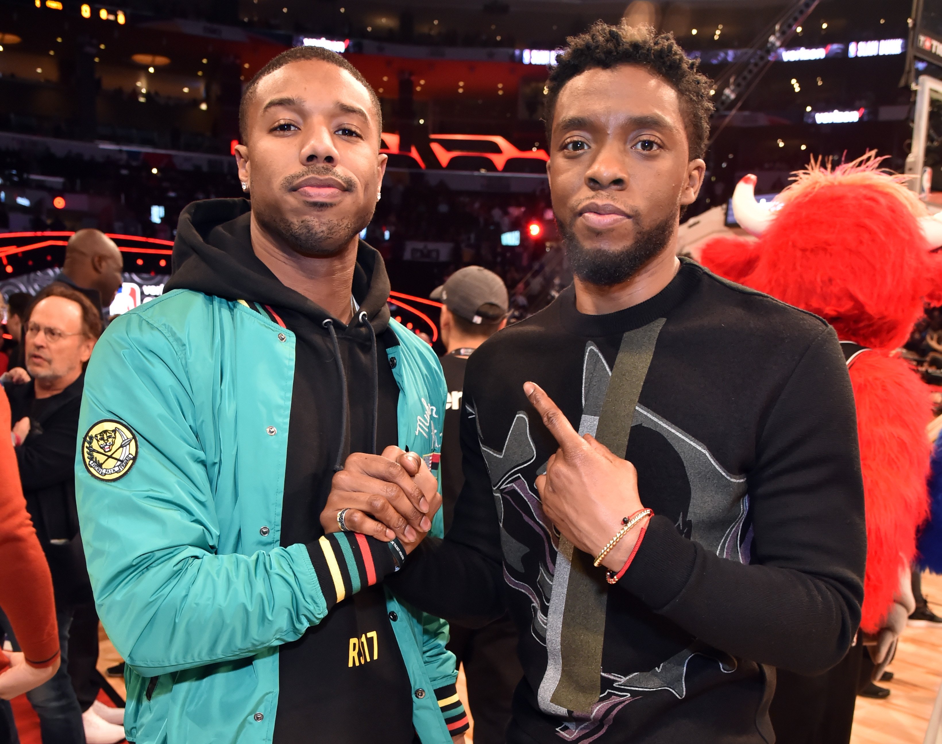 Image Credits: Getty Images / Kevin Mazur / WireImage | Michael B. Jordan and Chadwick Boseman attend the 2018 State Farm All-Star Saturday Night at Staples Center on February 17, 2018 in Los Angeles, California. Image Credits: Getty Images / Kevin Mazur / WireImage | Michael B. Jordan and Chadwick Boseman attend the 2018 State Farm All-Star Saturday Night at Staples Center on February 17, 2018 in Los Angeles, California.