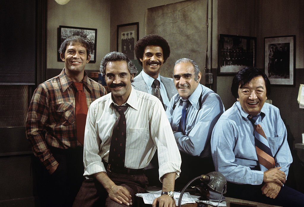 Image Credit: Getty Images / Characters Max Gail, Hal Linden, Ron Glass, Abe Vigoda and Jack Soo on set for Barney Miller. Image Credit: Getty Images / Characters Max Gail, Hal Linden, Ron Glass, Abe Vigoda and Jack Soo on set for Barney Miller.